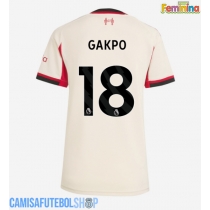 Camisa de time de futebol Liverpool Cody Gakpo #18 Replicas 2º Equipamento Feminina 2025-26 Manga Curta